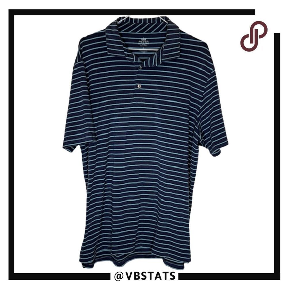 Peter Millar Men's Seaside Wash Striped Short Sleeve Polo Shirt Blue Size Large
